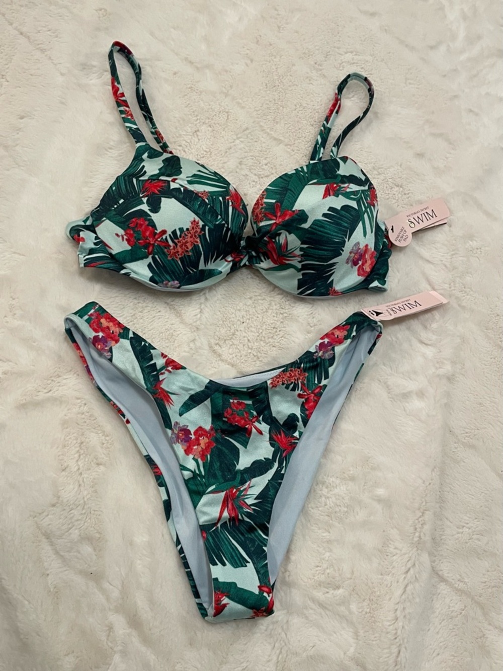 Victoria’s Secret blue palm Bikini Set